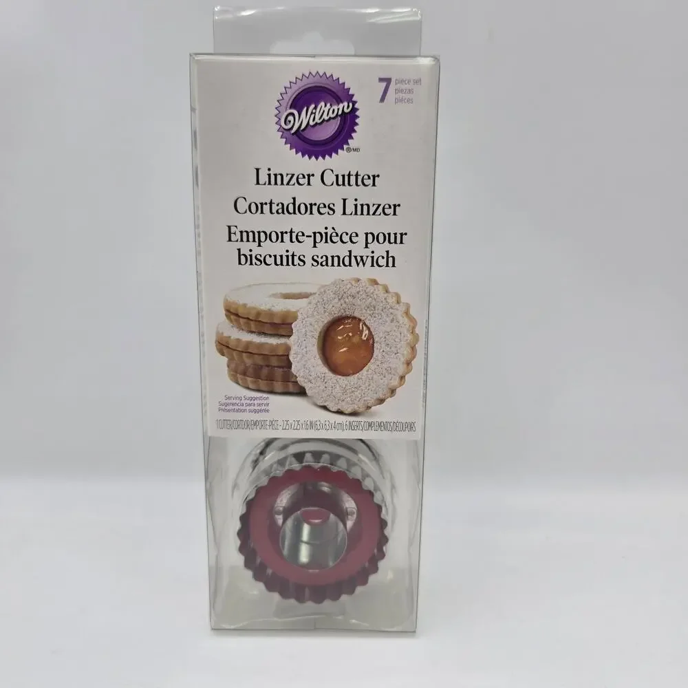 Wilton Linzer Round Basic Metal Cookie Cutter Set 7-Piece Cookie Baking New